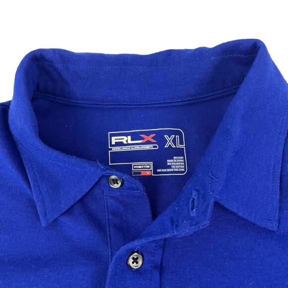 Mens Ralph Lauren RLX Short Sleeve Polo Shirt Size XL Blue Polyester Cotton - Picture 2 of 7